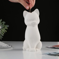 Копилка гипсовая "Кошка", белая, 18 х 8 см No Brand