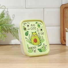 Контейнер для продуктов, прямоугольный, 0,85 л, с декором, цвет салатовый No Brand