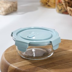 Контейнер из жаропрочного стекла круглый Доляна Cookn Freeze, 370 мл, 13,5?6 см, с крышкой