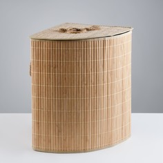 Корзина для белья, с крышкой, 34х34х52 см, бамбук,джут No Brand