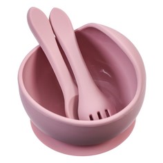Набор для кормления: миска, вилка, ложка, цвет розовый Mum&Baby