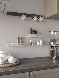 Полка для кухни 1 ярусная НАЙДИ настенная Белый муар 32*11*9,5