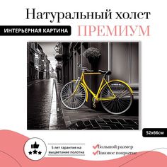 Картина на натуральном холсте ДоброДаров Желтый велосипед 52х66 см К0365-ХОЛСТ