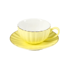 Чайная пара Доляна Вивьен чашка 200 мл блюдце d=15 см жёлтый