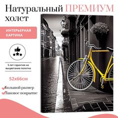 Картина на натуральном холсте ДоброДаров Желтый велосипед 52х66 см V0365-ХОЛСТ