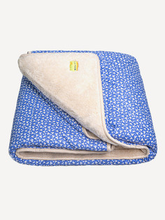 Одеяло из овечьей шерсти Классика "Цветочек" (синий) (200х220) Holty