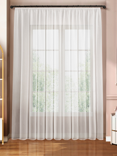 Тюль сетка STARTEXTILE 300х270, белый, прозрачный, длинный, без рисунка