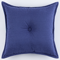 Декоративная подушка канвас с пуговицей ZenginTex, 45х45 см. синий