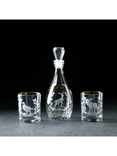 Подарочный набор 3 предмета "Трофейная охота" графин "Цезарь"+ 2 стакана 250 мл Декостек