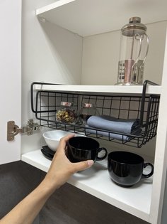 Корзина навесная НАЙДИ держатель металлический, Черный муар, 350*250*120