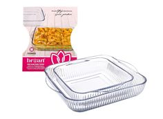 Набор квадратных стеклянных жаропрочных форм для запекания BrArt с ручками 2 шт