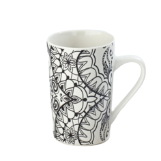 Кружка Доляна «Мандала», 380 мл, фарфор, чёрный узор