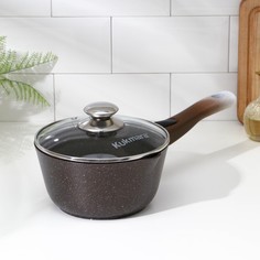Ковш 1,5л с носиком со съемной ручкой, со стекл. крышкой, АП (кофейный мрамор) Kukmara