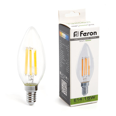 Лампочка светодиодная FERON арт.38258, LB-717, 15W, 230V, E14, 4000К, свеча, уп. 5 шт.