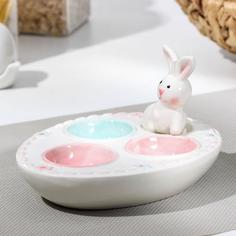 Подставка для яиц керамическая "Зайка", 18х14х10 см, 3 ячейки No Brand