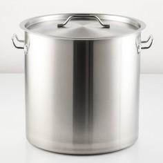 Кастрюля HoReCa, 33 л, толщина 0,8 мм, 201 сталь, дно 3,2 мм, металлическая крышка No Brand
