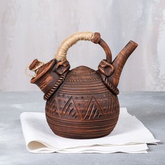 Красная глина Чайник для заварки Татарский, гончарный, красная глина, 0.8 л