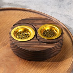 Подставка для благовоний порошковых и конусов Инь-Ян, дерево, 3,5х13,5 см Богатство Аромата