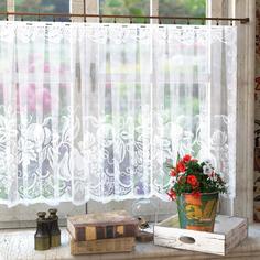 Тюль кухонная без шторной ленты, 80х175 см, цвет белый, 100% полиэстер Lenta