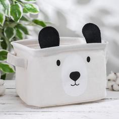 Корзина для хранения с ручками Доляна Мишка, 20?16?14 , белый