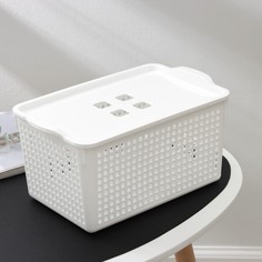 Корзина для хранения с крышкой «Лофт», 5,3 л, цвет белый No Brand