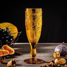 Бокал для шампанского Magistro «Ларго», 180 мл, 7?19,7 см, цвет янтарный