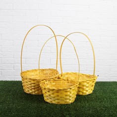 Корзины плетеные, желтые, бамбук, 3 шт No Brand