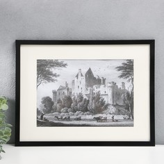 Фоторамка пластик 30х40 см (паспарту 20х30 см), черный No Brand