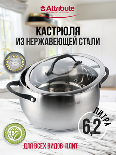 Кастрюля Attribute Symphony 6,2 л серебристый