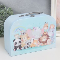 Шкатулка картон сундучок Милые зверята 25х10х18,5 см No Brand