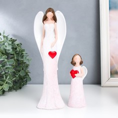 Сувенир полистоун "Ангелы - мама и дочь" набор 2 шт 4,5х5х14 см 7х9х25,5 см No Brand