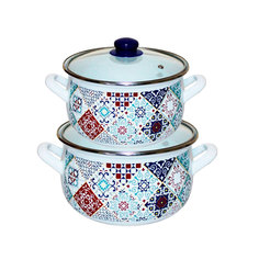 Набор эмалированных кастрюль INTEROS Марокко 2,1 л, 3,1 л 4 предмета посуда для индукции Интерос