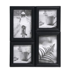 Фоторамка на 4 фото 10х10, 10х15 см "Классика" чёрная набор 4 шт 31,5х26 см No Brand