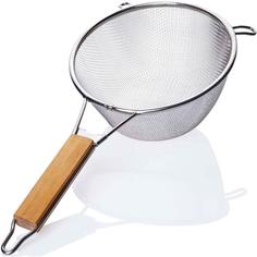 Сито - Дуршлаг металлический с деревянной ручкой, 24 см No Brand