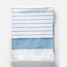 Полотенце Aisha Lord пештамаль, белое в голубую полоску, 40x70