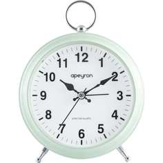 Apeyron часы-будильник, подсветка, салатовый, металл, ?12,4см, бесшумные с плавным ходом,