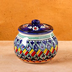 Сахарница Риштанская Керамика "Узоры", 500 мл, синяя Shafran