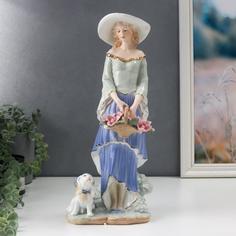 Сувенир керамика "Скромная девушка в шляпке с корзиной цветов" 36,5х15х10 см No Brand