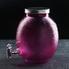 Диспенсер для напитков стеклянный "Фреш", 4 л, 21х16х24 см, розовый No Brand