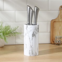 Подставка для ножей Доляна "Мрамор", 22х11 см, белый