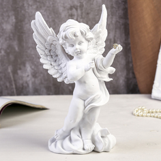 Сувенир полистоун Белоснежный ангел в тоге с шариком из страз 25,5х14,5х8,5 см No Brand