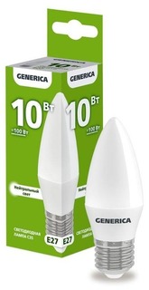 Лампа светодиодная C35 10Вт свеча 4000К E27 230В GENERICA LL-C35-10-230-40-E27-G