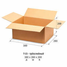 Короб картонный 380x280x200мм, Т-23 бурый 10 шт/уп No Brand