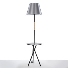 Торшер Патрисиа 1х15Вт Е27 со столиком черный/серый 40х40х157см No Brand