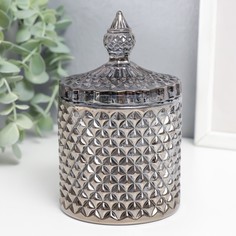Шкатулка стекло Ромбы и купол серый 14х8,2х8,2 см No Brand
