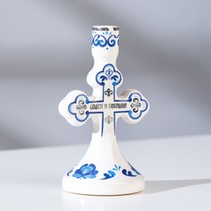 Подсвечник крестик "Гжель", керамика No Brand