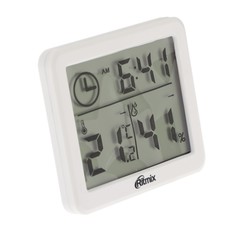 Метеостанция RITMIX CAT-041, комнатная, термометр, гигрометр, будильник, 1хCR2025, белая