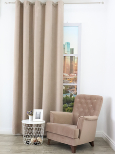 Штора Amore Mio RR 318100-211 Вельвет канвас, 200х270, готовая, на шторной ленте, бежевая