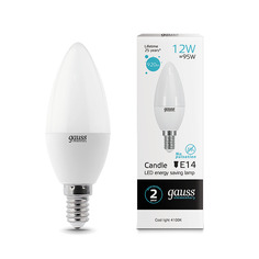 Упаковка ламп 10 штук Лампа Gauss Elementary Свеча 12W 920lm 4100K Е14 LED