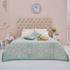 Этель Покрывало хлопковое Этель «Орнамент» 200х240 см, цвет зелёный, 100% хлопок, 300гр/м2